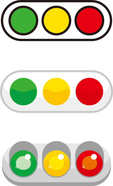 japonská sada pro semafory se 3 dotyky - světelné signalizační zařízení silniční signál stock ilustrace