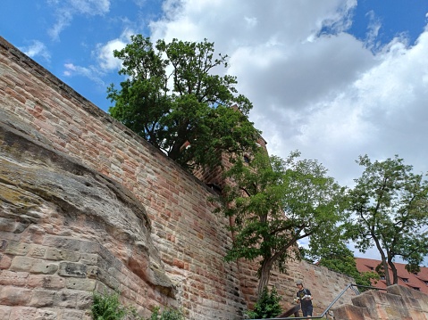 Nuremberg, Germany - Jun 10, 2023: Close up of a wall at Nuremberg castle, Germany.