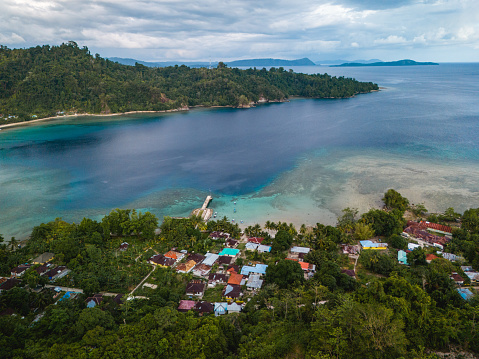 The Aerial View of Aboru Village in Haruku Island, Central Maluku, Indonesia