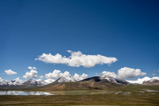 istock Snowy mountains and landforms on the plateau 1886635853