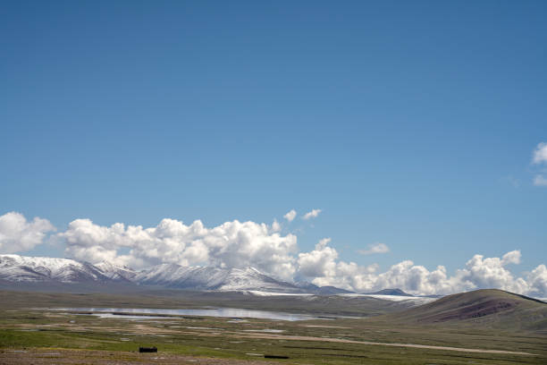 Snowy mountains and grasslands on the plateau