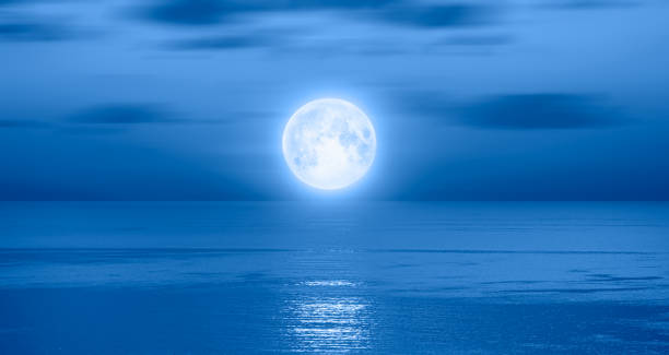 istock Night sky with full bright moon in the clouds 1886659891