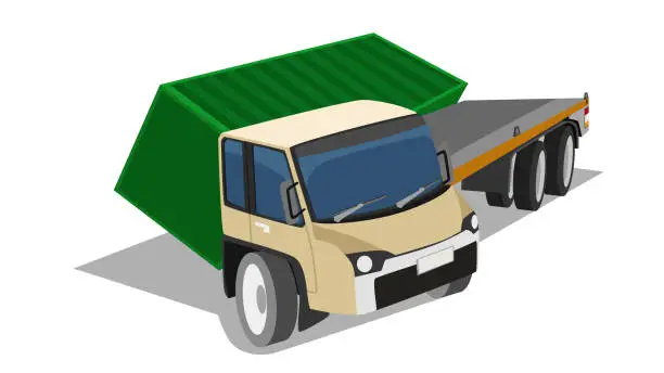Vector illustration of Object accident of container trailer fell out of the truck car.