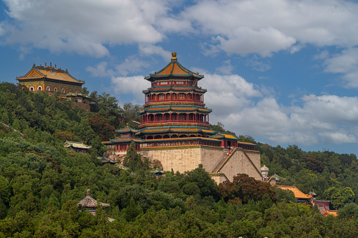 Beijing, Beijing, China - August 8, 2014: The Pagoda of the Summer Palace of Beijing