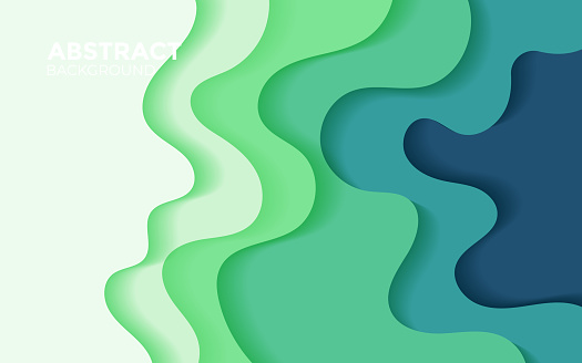 Abstract green gradient wavy layer background, design for landing page template