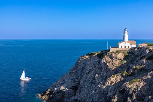 Capdepera lighthouse near Cala Rajada, island of Mallorca, Spain