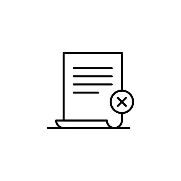 Vector illustration of Refused Document Line Icon with Editable Stroke. The Icon is suitable for web design, mobile apps, UI, UX, and GUI design.