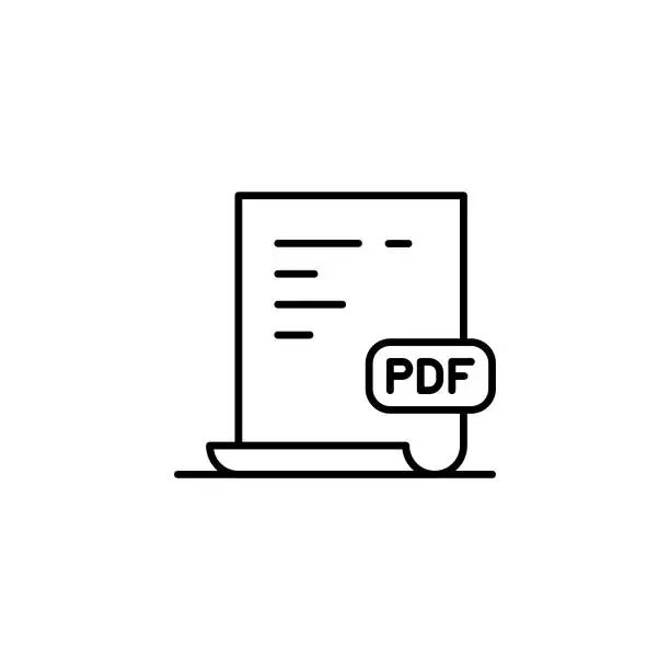 Vector illustration of Adobe Acrobat PDF File Line Icon with Editable Stroke. The Icon is suitable for web design, mobile apps, UI, UX, and GUI design.
