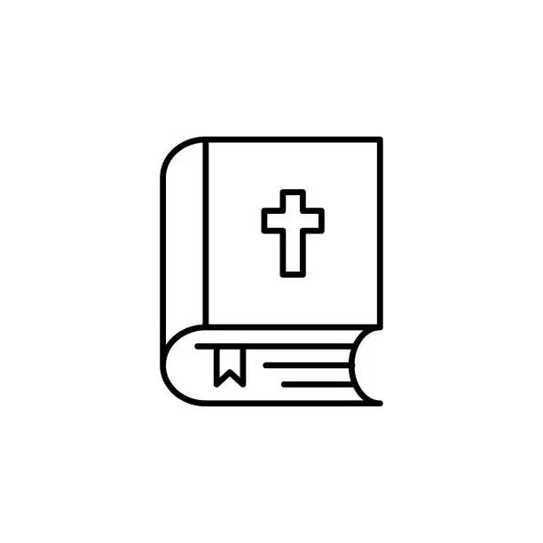 Vector illustration of Holy Book Bible Line Icon with Editable Stroke. The Icon is suitable for web design, mobile apps, UI, UX, and GUI design.