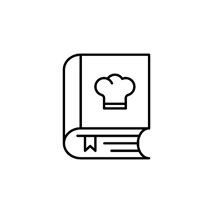 Cookbook Line Icon with Editable Stroke. The Icon is suitable for web design, mobile apps, UI, UX, and GUI design.