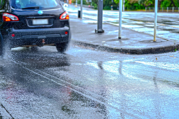 istock Rain makes puddles on a motorway ramp 1886880114
