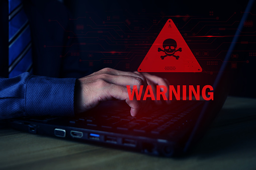 Laptop emergency warning notification, data network protection, antivirus application