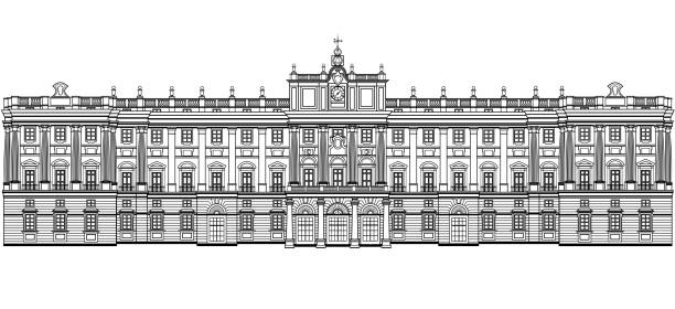 ilustraciones, imágenes clip art, dibujos animados e iconos de stock de palacio real de madrid - royal palace madrid