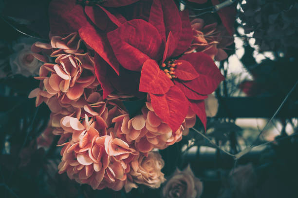 Beautiful Artificial Rose Flowers Background, Vintage style;