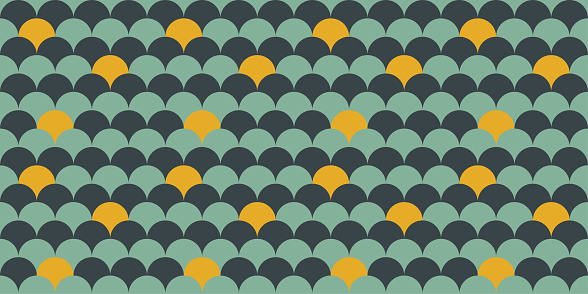 A retro style seamless pattern with a fish scale arc design, vector background. Print surface for textiles, wrapping, and webs.