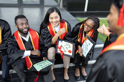 Students waiting on university graduation ceremony