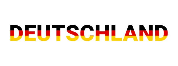 Vector illustration of Deutschland letters in german flag colors, vector design element
