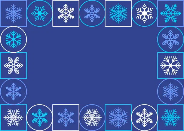 Vector illustration of Winter Snowflake Holiday Abstract Border Frame Background