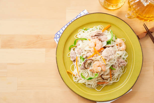 istock Baked rice noodles with shrimp and pork 1887103251