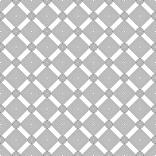 Vector illustration of Squares and circles in squares and circles grid pattern