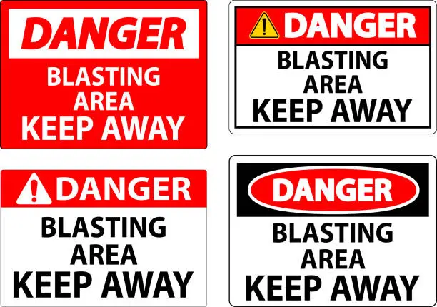 Vector illustration of Danger Sign Blasting Area - Keep Away