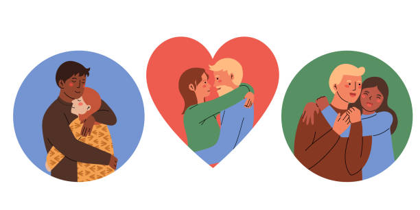 ilustraciones, imágenes clip art, dibujos animados e iconos de stock de ilustraciones con diferentes relaciones entre personas diversas - human face heterosexual couple women men