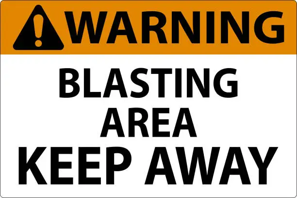 Vector illustration of Warning Sign Blasting Area - Keep Away