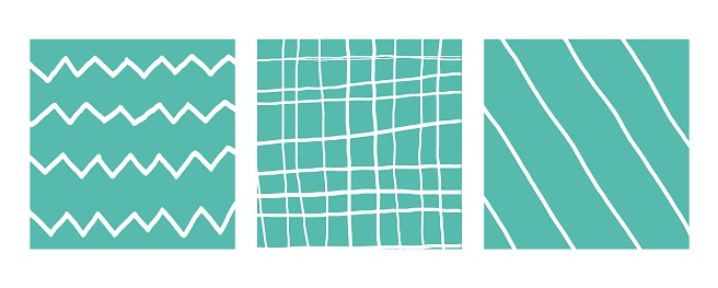 Simple Geometric Hand Drawn Irregular Patterns Colored Doodle Checkered ...