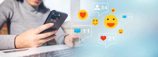 istock icon notifications from social networks on the virtual screen. 1887193862