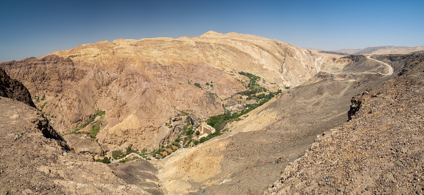 Dead sea desert, hot springs Jordan valley, panorama view