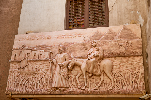 A biblical carving in a corner of the Coptic neighborhood of old Cairo