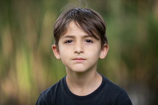 Portraits of a serious 9 year old boy - Buenos Aires - Argentina