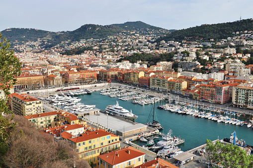 The view of Nice old town and its seaside scenery