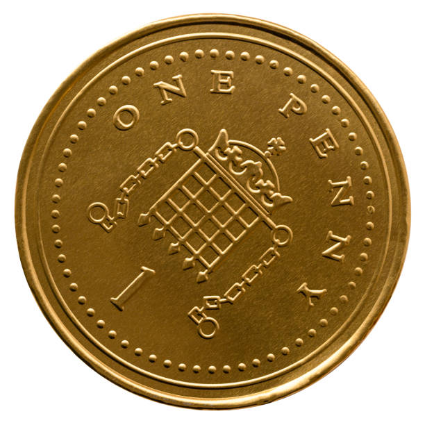 Isolated Chocolate One Penny UK Coin For Christmas, On A White Background
