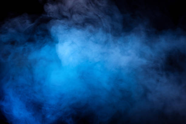 Blue and yellow steam on a black background.