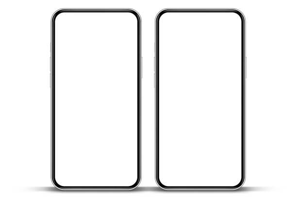 istock 3D realistic high quality smartphone mockup with isolated background. Smart phone mockup collection. Device front view. 3D mobile phone with shadow on white background. 1887336576