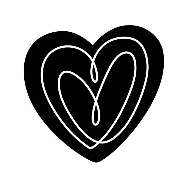 handgezeichnete schwarze herzliebe mit weißen linien. vektor-valentinstag-logo-symbol-illustration. dekor für grußkarte, hochzeit, tasse, foto-overlays, t-shirt-druck, flyer, posterdesign - 11822 stock-grafiken, -clipart, -cartoons und -symbole