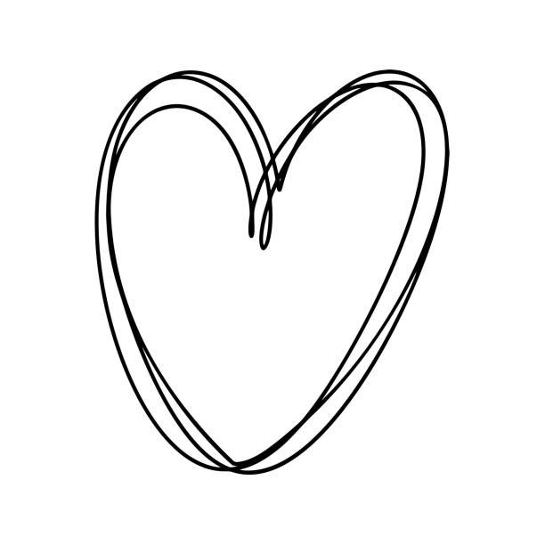 illustrations, cliparts, dessins animés et icônes de illustration de ligne vectorielle coeur d’amour. contour noir. élément pour la saint-valentin bannière, affiche, carte de vœux - 11827