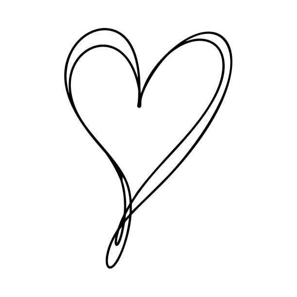 miłość serce wektor ilustracja linii. czarny kontur. element na baner walentynkowy, plakat, kartkę z życzeniami - 11833 stock illustrations