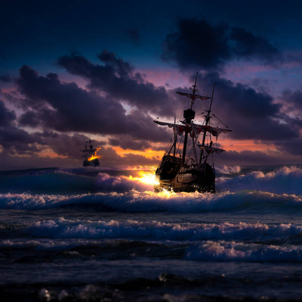 istock A battle between two sailing ships on the open sea during a storm 1887361662