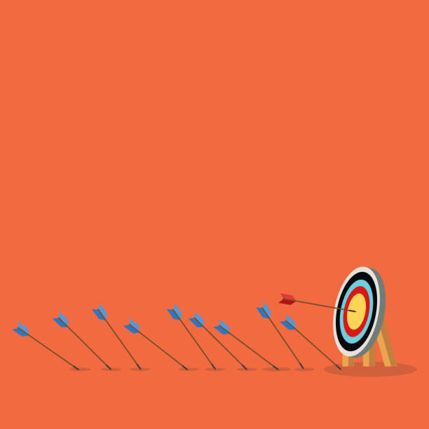 istock Blue arrows missed hitting target and only red one hits the center. Business challenge failure and success concept. 1887385137