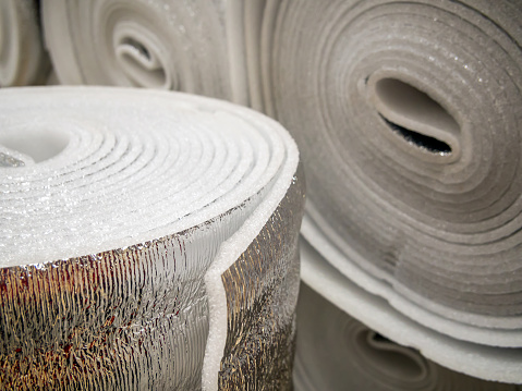 Rolls of foil-wrapped polyethylene foam