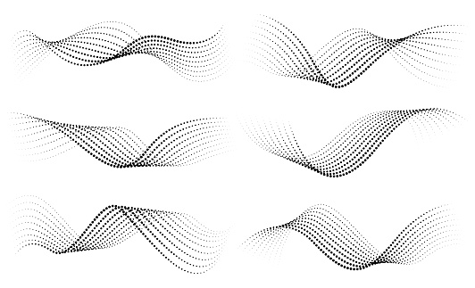 Set of vector abstract wavy lines for design. Dotted lines.
