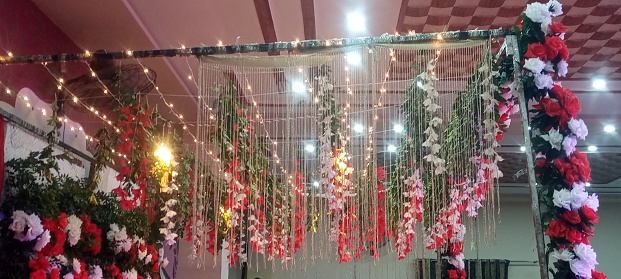 Wedding stage decoration with flowers