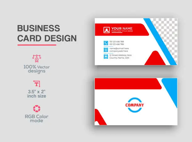 Vector illustration of Red and blue color business card design