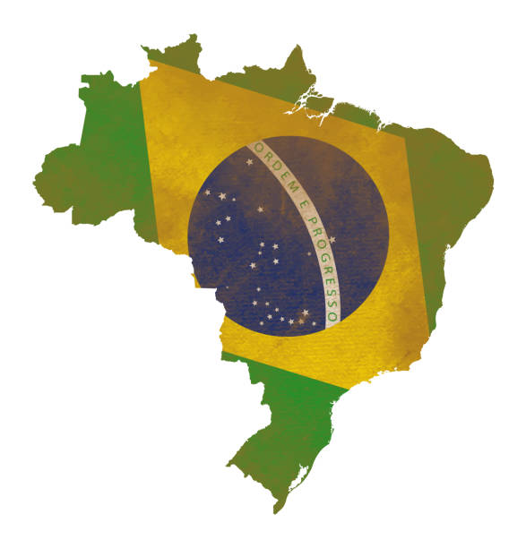 istock Vintage Style Brazilian Map With Flag Colors Vector Illustration. 1887434946