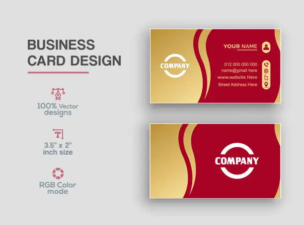 Vector illustration of Gold color business card design