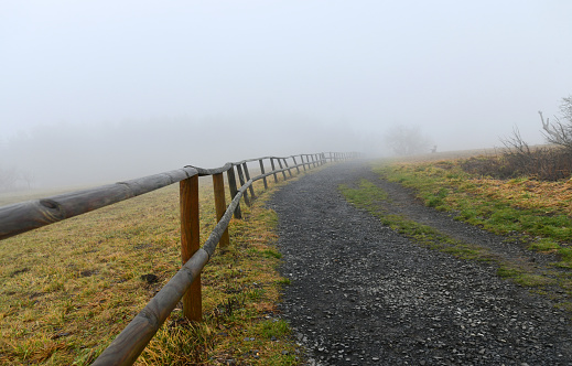 Wanderung auf der Wasserkuppe in der hessischen Rhön, an einem trüben Dezembertag