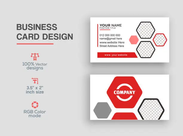 Vector illustration of Hexagon shape business card design