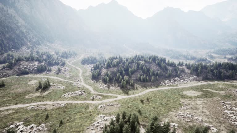 A winding road in the majestic mountains